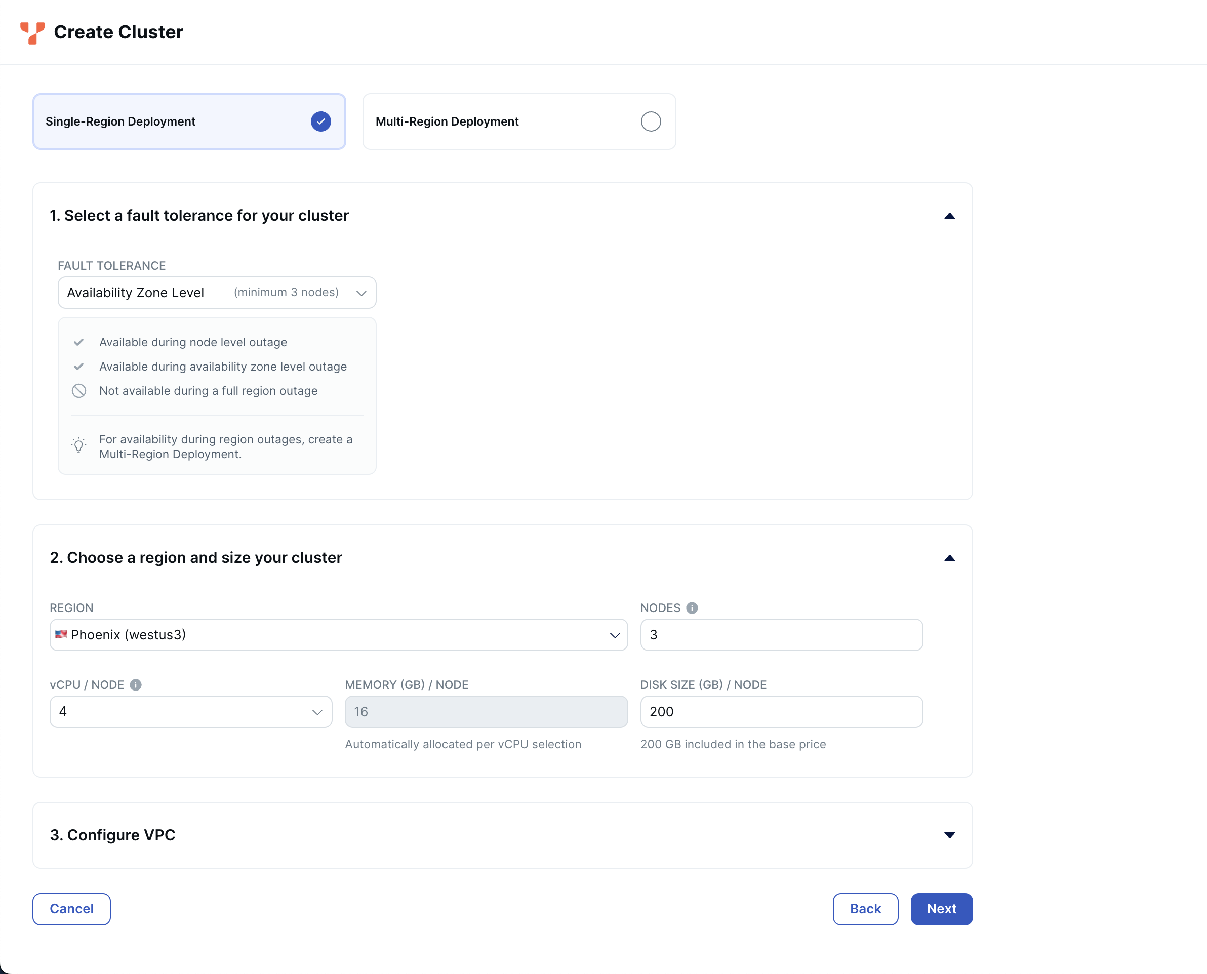 Create a YugabyteDB single-region cluster. Create a YugabyteDB single-region cluster.